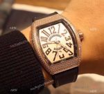 2019 Copy Franck Muller Vanguard IRON PXL Watch Rose Gold Iced Out Case
